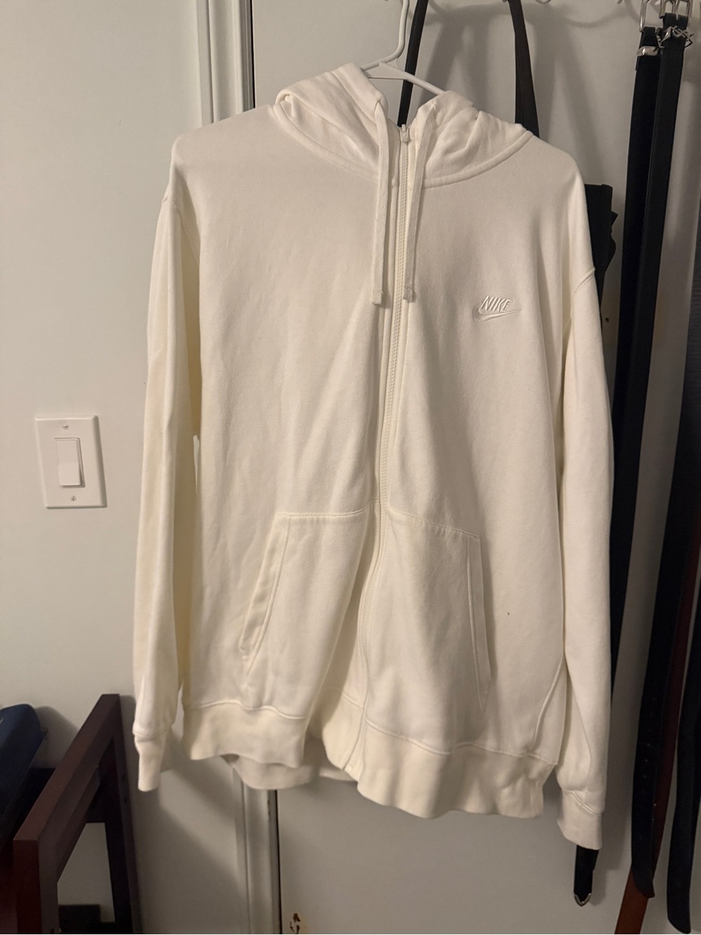 Nike Men's Cream Full-Zip Hoodie Sweatshirt